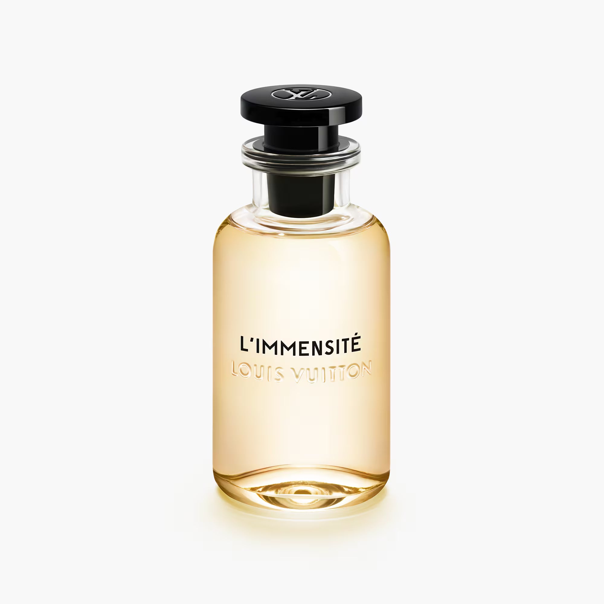 Louis Vuitton L'Immensite perfume bottle on a white background