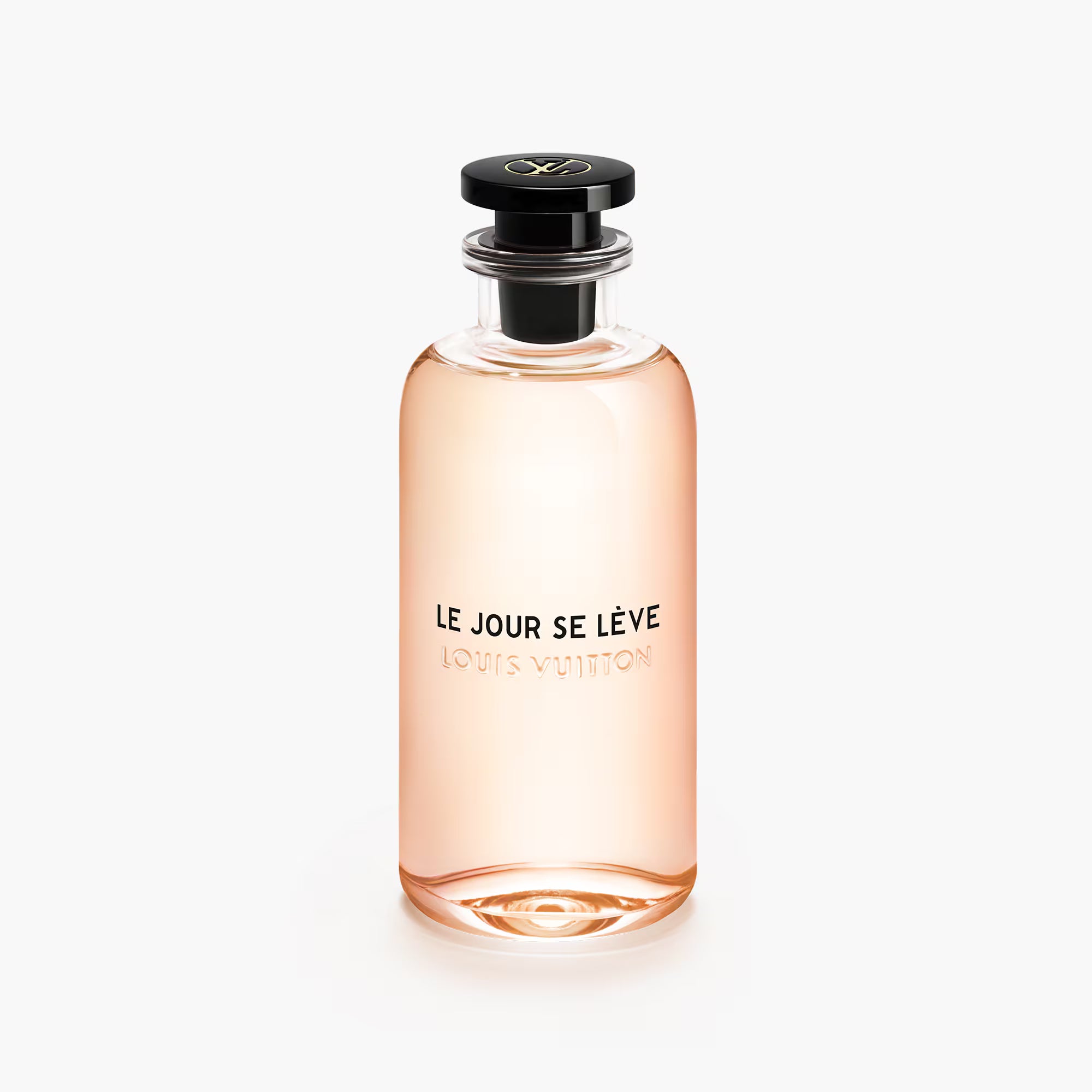 Perfume bottle labeled 'Le Jour Se Lève' by Louis Vuitton on a white background